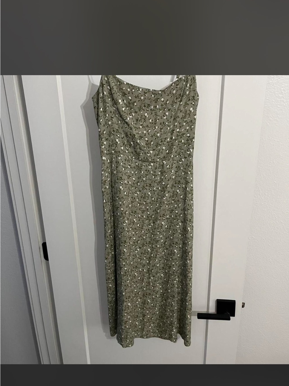 Reformation Olive Green Floral Slip Midi Dress